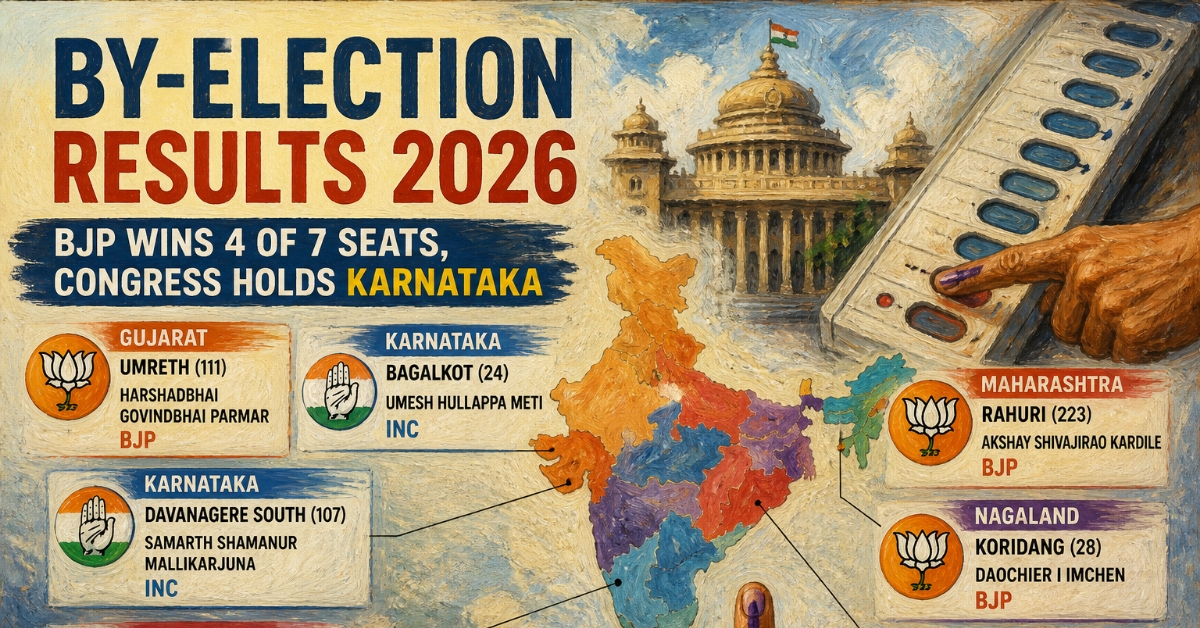 By-Election Results 2026: BJP Wins 4 of 7 Seats, Congress Holds Karnataka