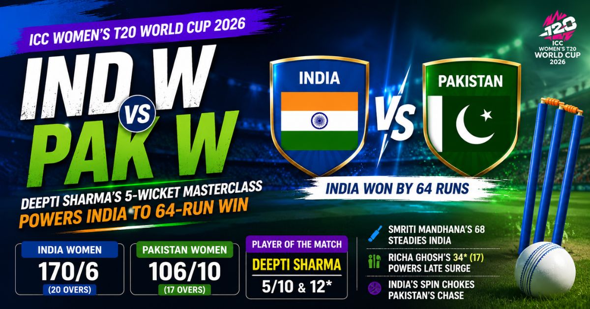 India Women vs Pakistan Women: Deepti Sharma's Five-Wicket Masterclass Powers India to Dominant 64-Run Victory in Women's T20 World Cup 2026 1 1 India dominates Pakistan in IND W vs PAK W T20 clash